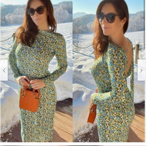 Zara green midi dress small - Picture 1 of 1